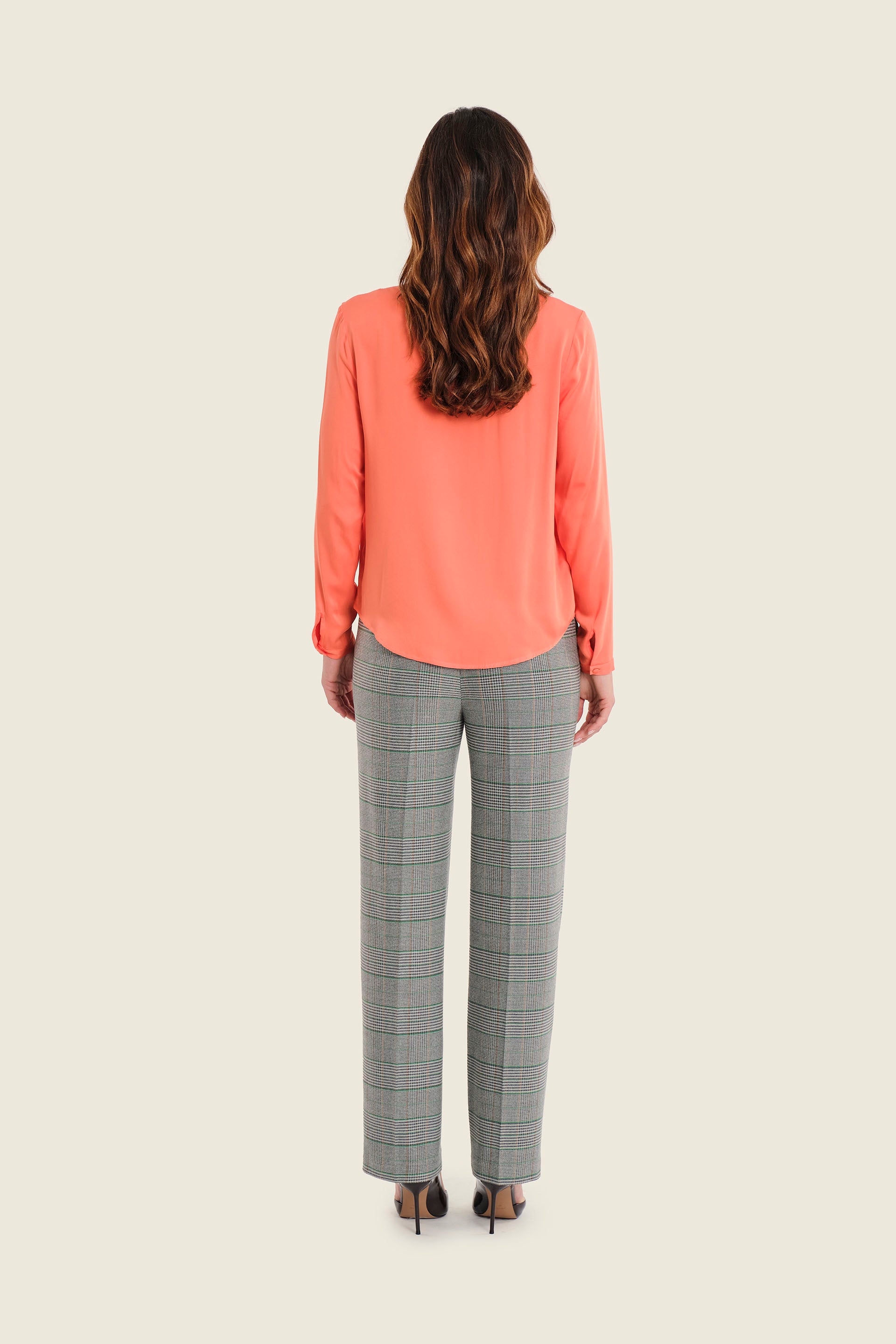 Viskosebluse mit Zierblende, Flamingo-Orange