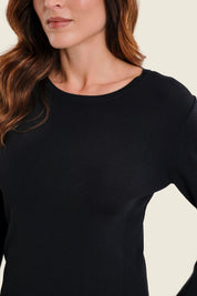 Langarmshirt mit Struktureinsätzen, Schwarz