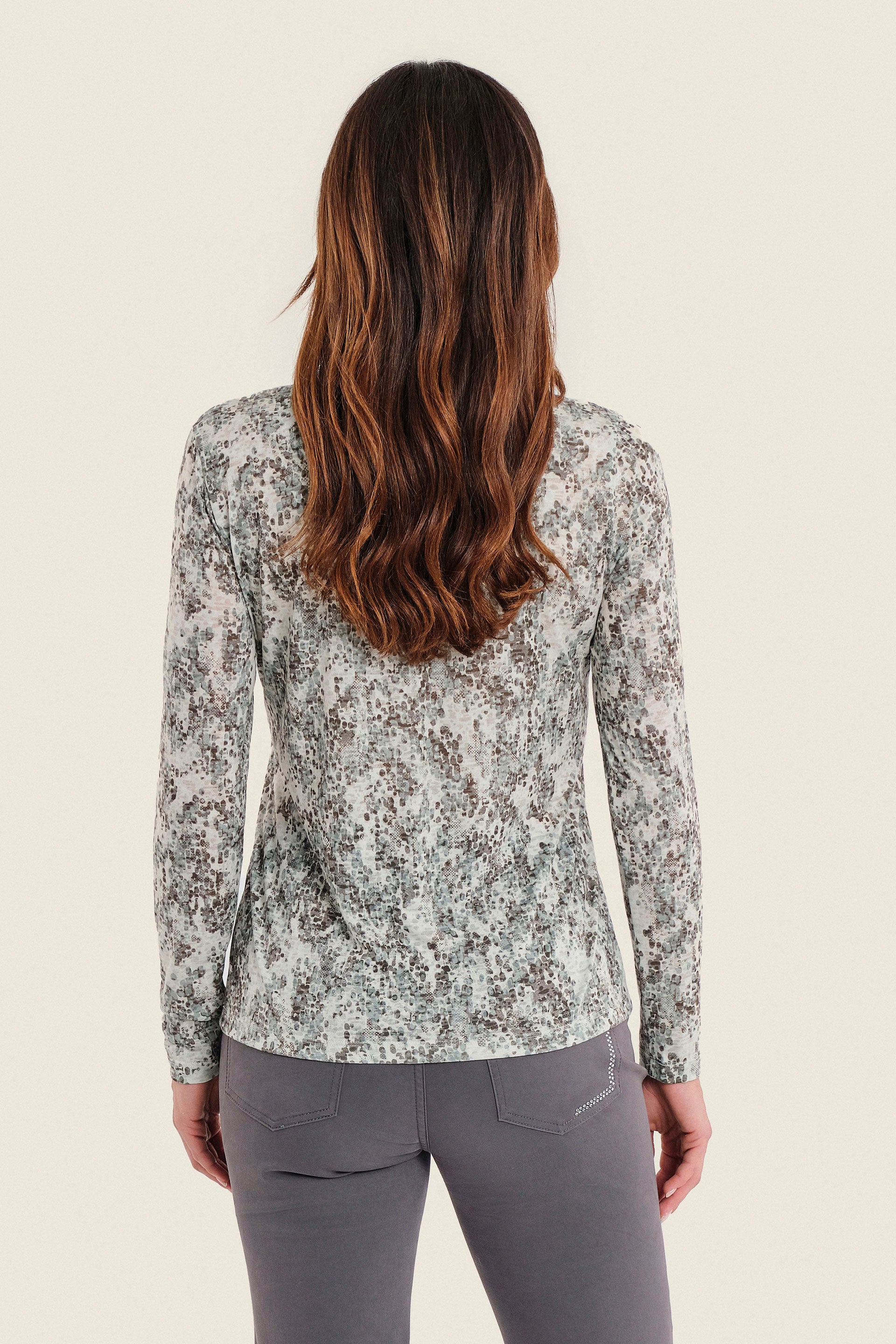 Langarmshirt mit Paisleydruck, Grün gemustert