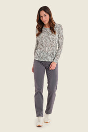 Langarmshirt mit Paisleydruck, Grün gemustert