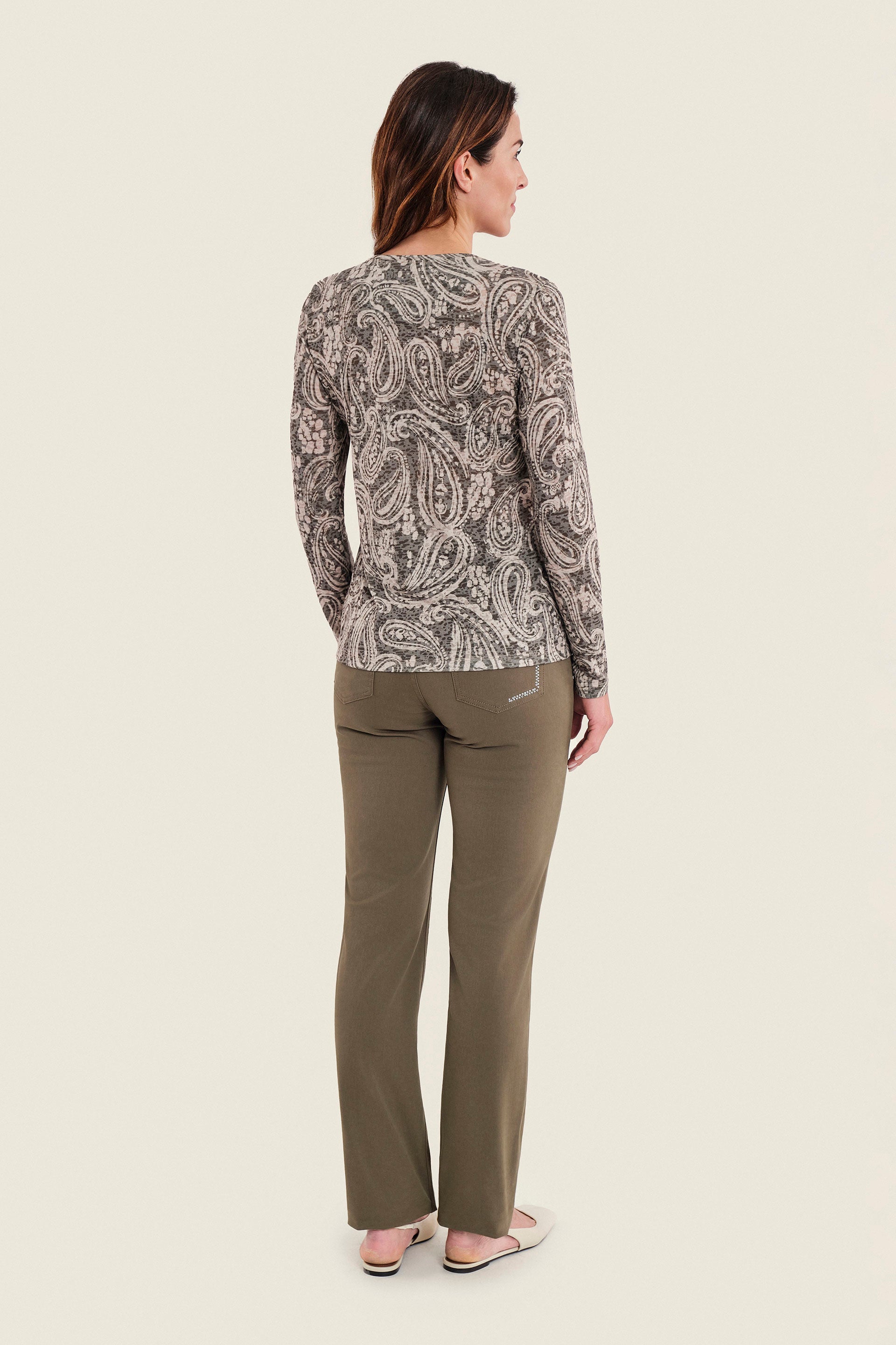Langarmshirt mit Paisleydruck, Grün Paisley