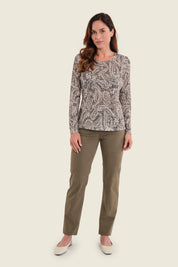 Langarmshirt mit Paisleydruck, Grün Paisley