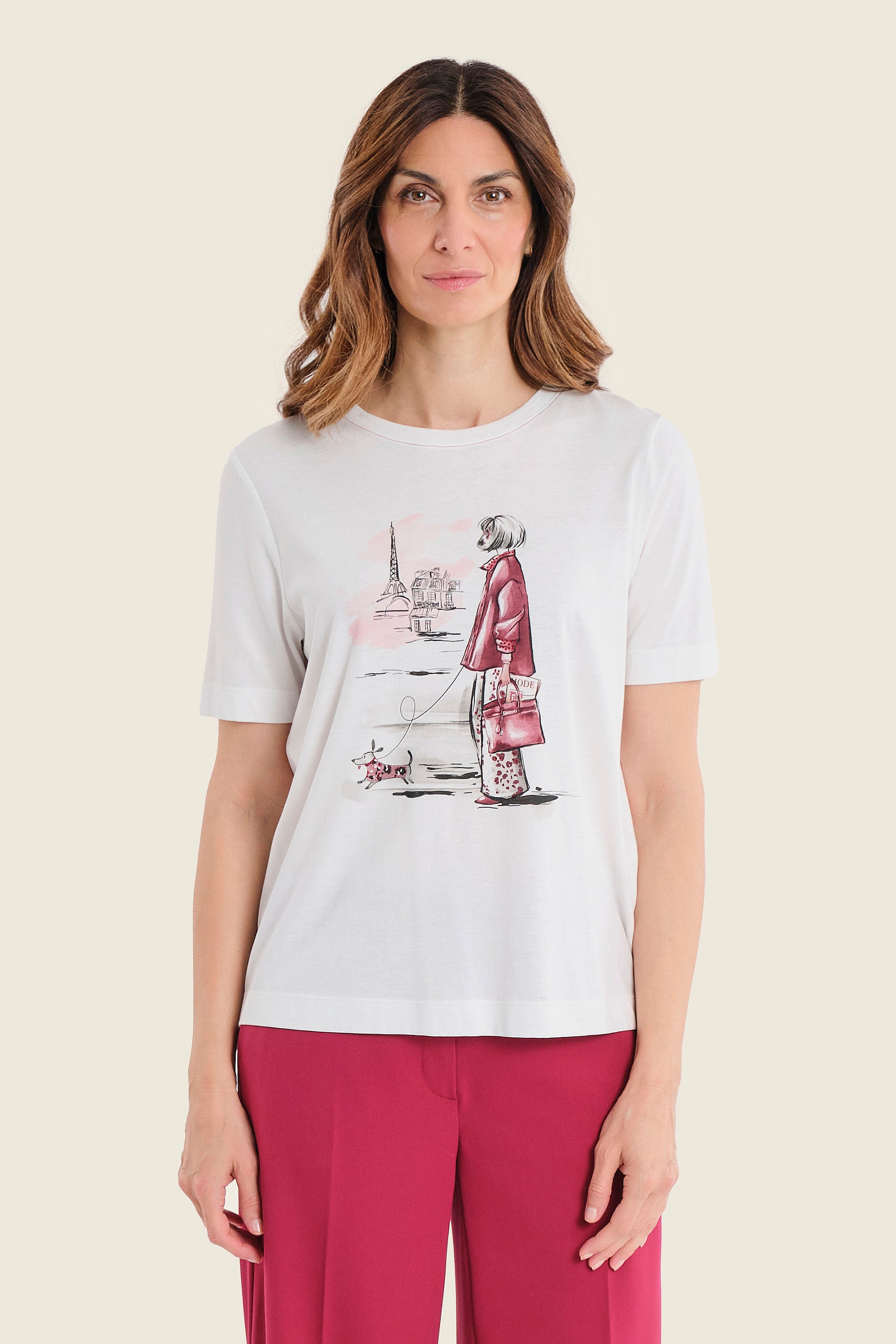 T-Shirt mit Städtemotiv, Wollweiß