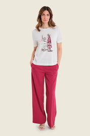 T-Shirt mit Städtemotiv, Wollweiß