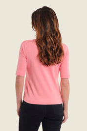 T-Shirt mit V-Ausschnitt aus Pima-Baumwolle, Pfirsichblüte