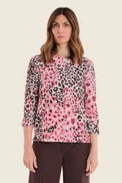 Shirt mit Tiermuster und Dreiviertelärmeln, Wildmuster Rauch