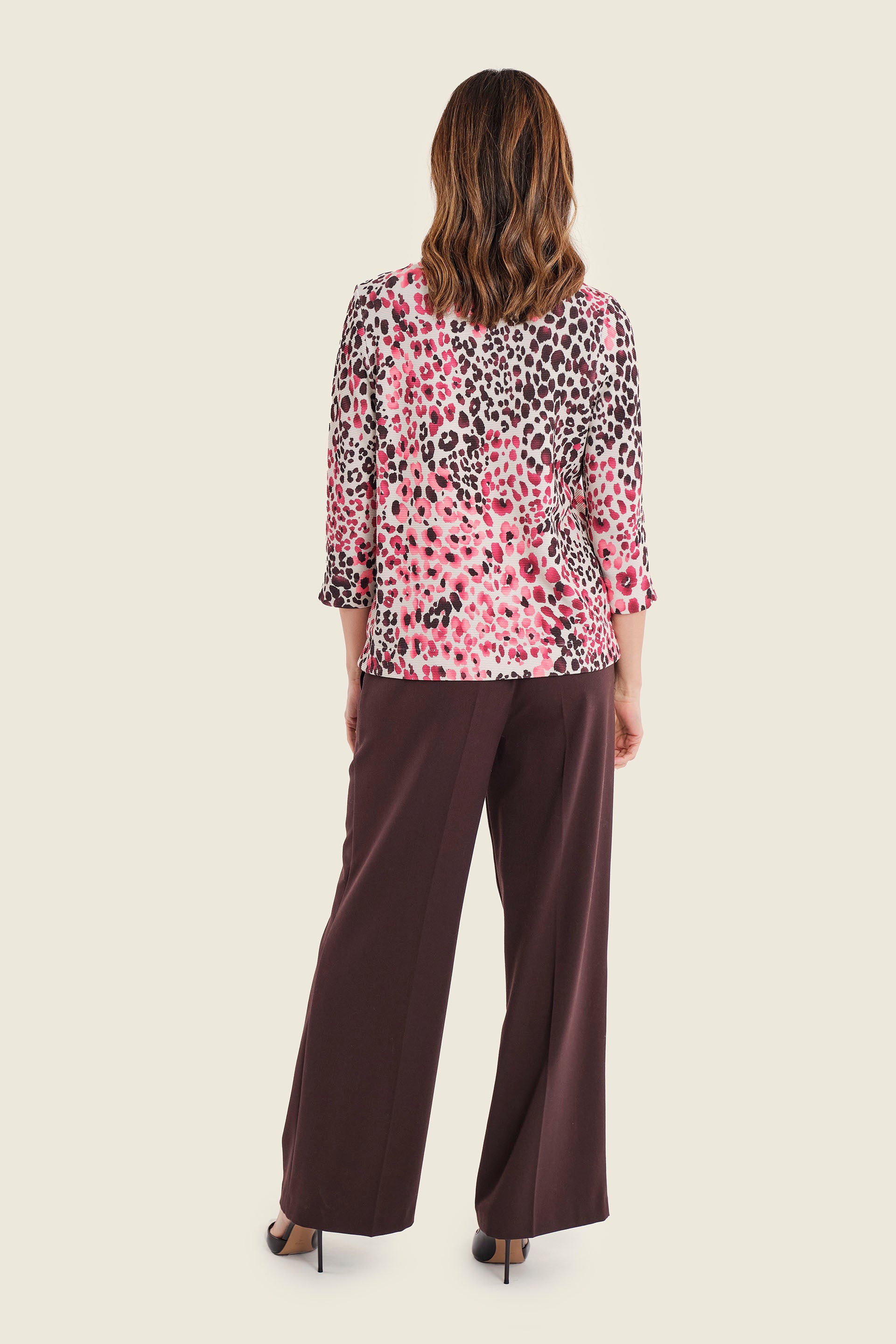 Shirt mit Tiermuster und Dreiviertelärmeln, Wildmuster Rauch