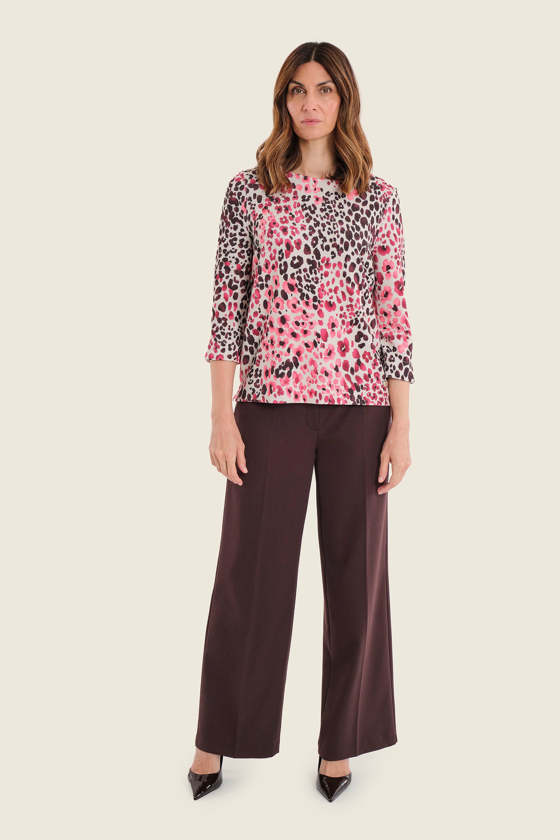 Shirt mit Tiermuster und Dreiviertelärmeln, Wildmuster Rauch