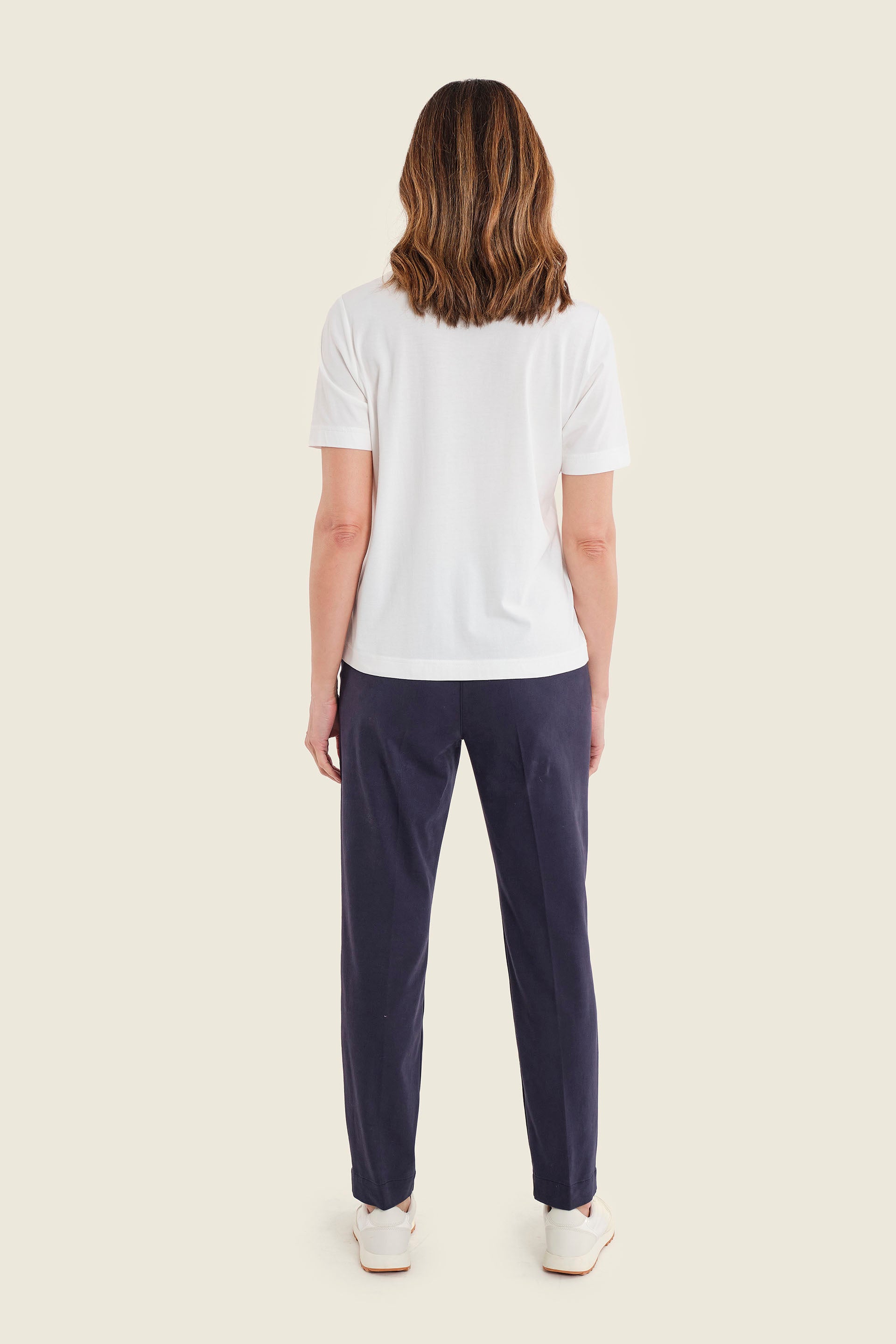 T-Shirt mit Blumenstickerei, Wollweiß