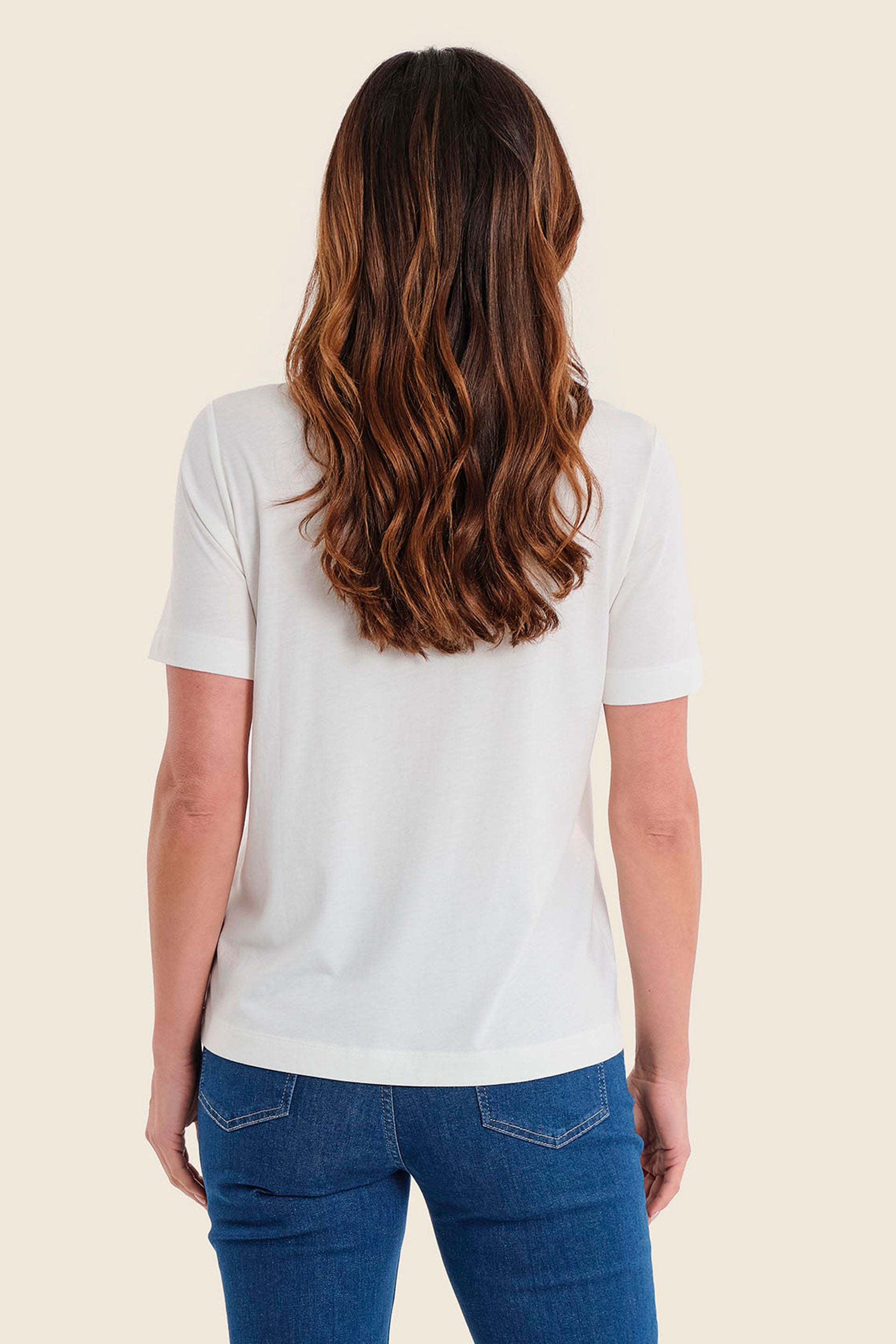 T-Shirt mit Schlangenprint, Wollweiß