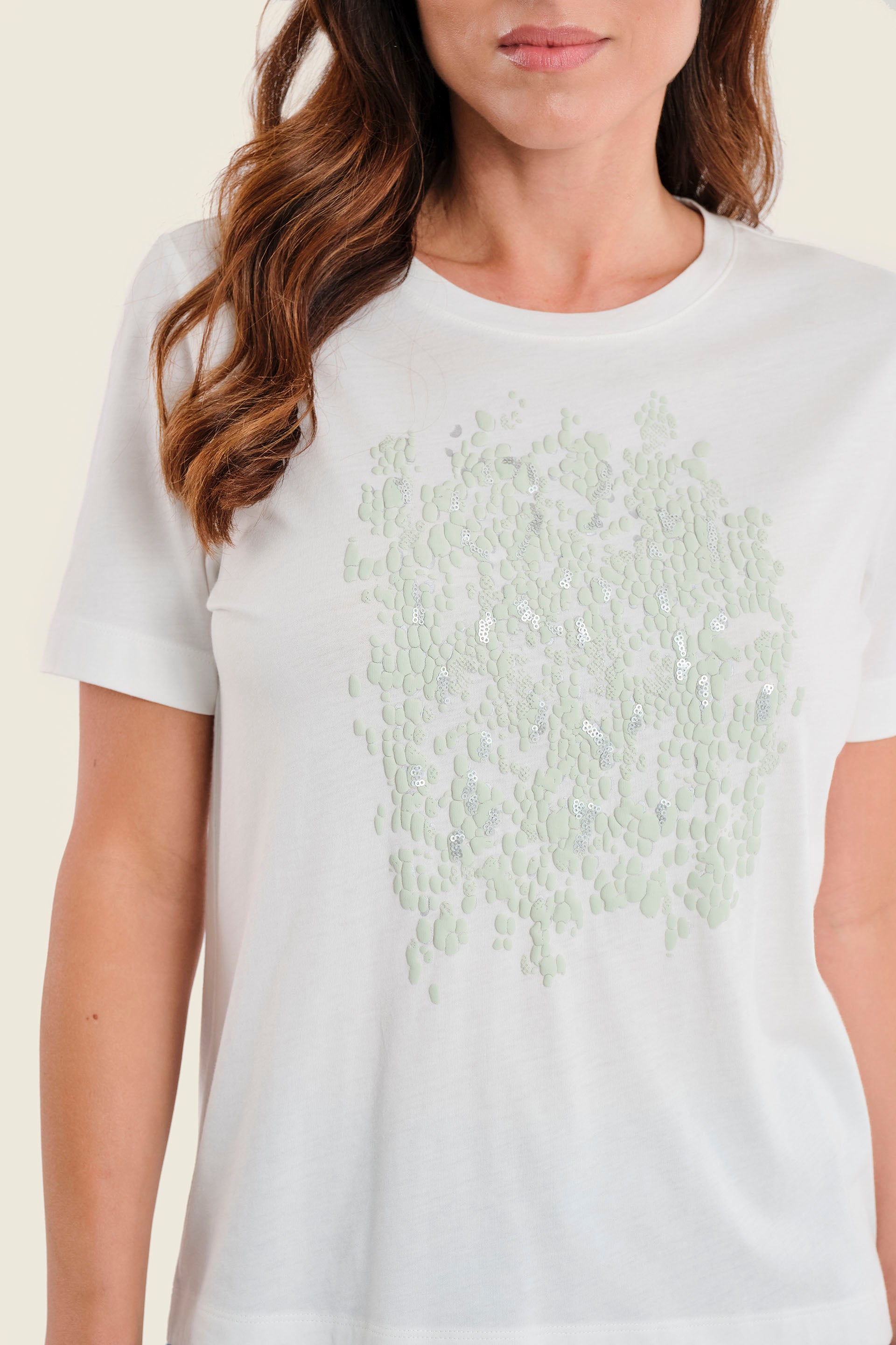 T-Shirt mit Schlangenprint, Wollweiß