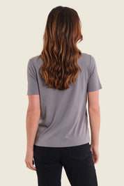T-Shirt mit Schlangenprint, Perlgrau