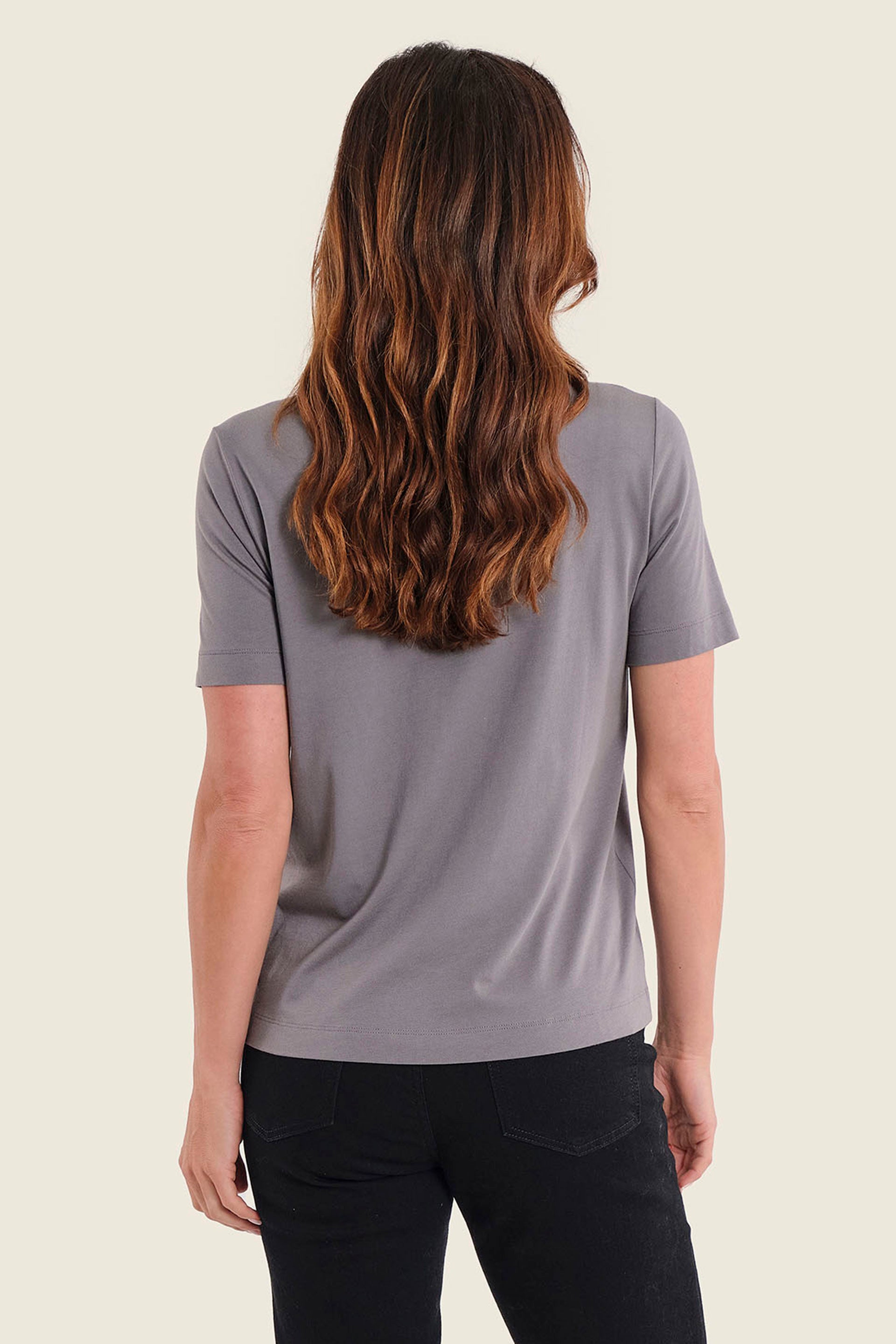T-Shirt mit Schlangenprint, Perlgrau
