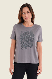 T-Shirt mit Schlangenprint, Perlgrau