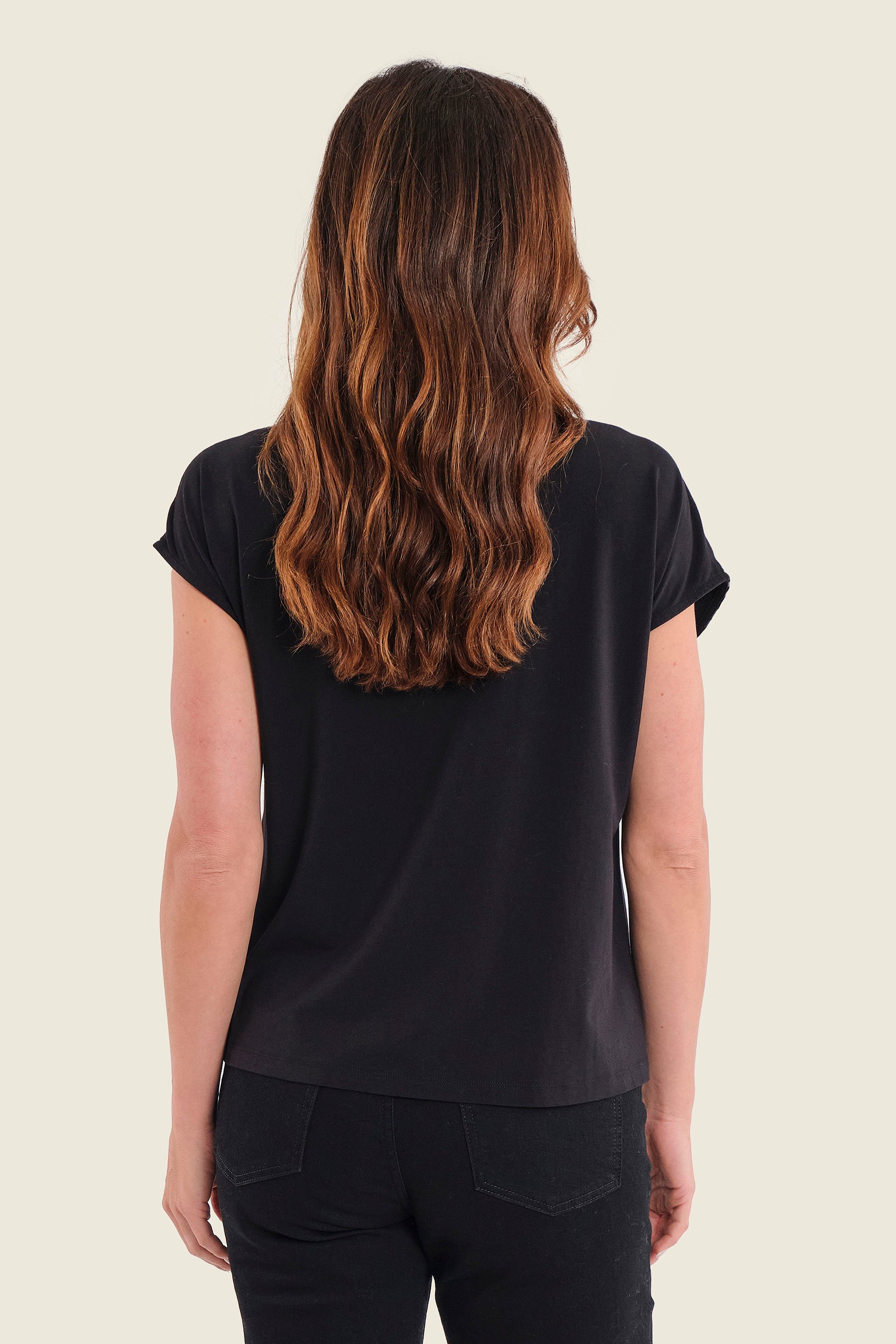 T-Shirt mit beflocktem Tiermotiv, Schwarz