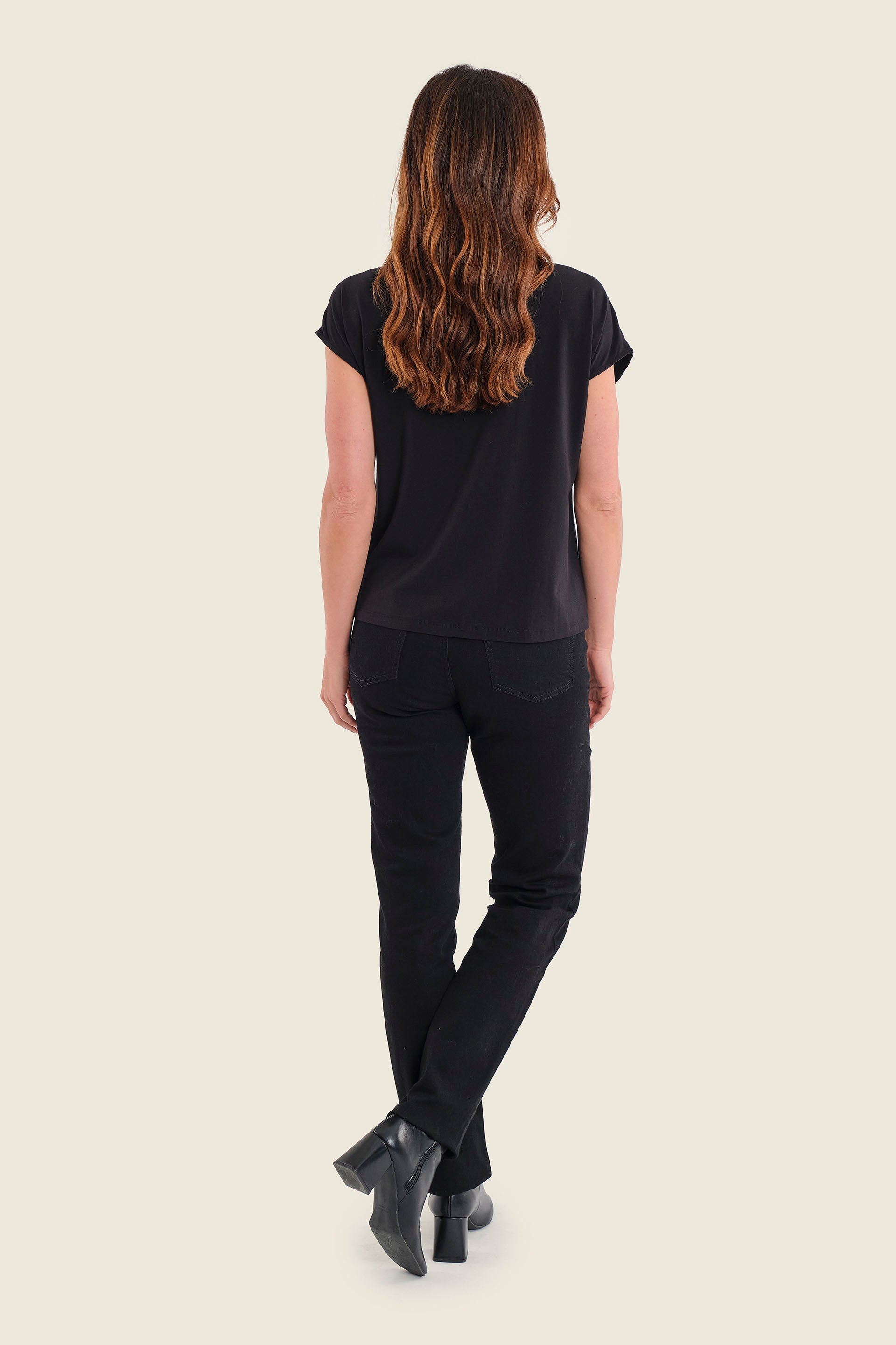 T-Shirt mit beflocktem Tiermotiv, Schwarz