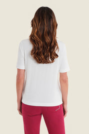 T-Shirt mit Blumendruck und Folienveredelung, Wollweiß