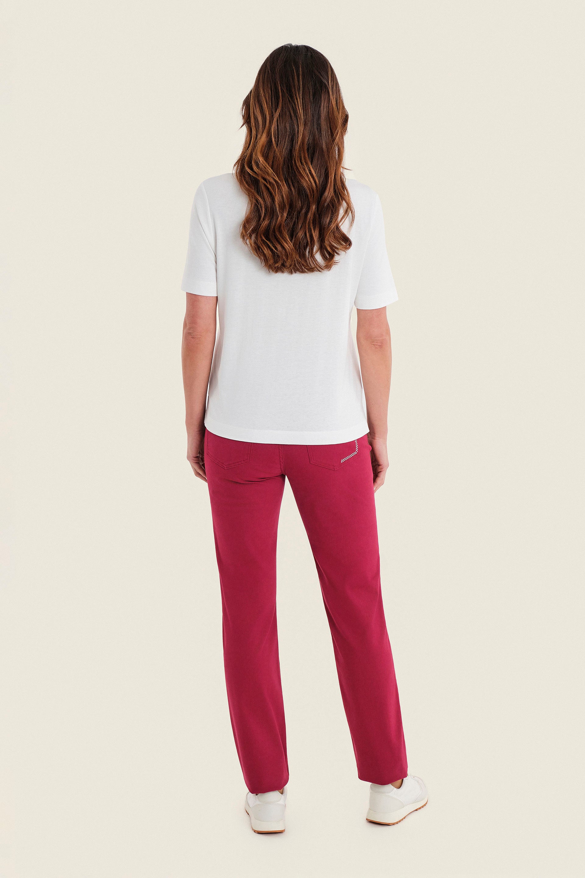T-Shirt mit Blumendruck und Folienveredelung, Wollweiß