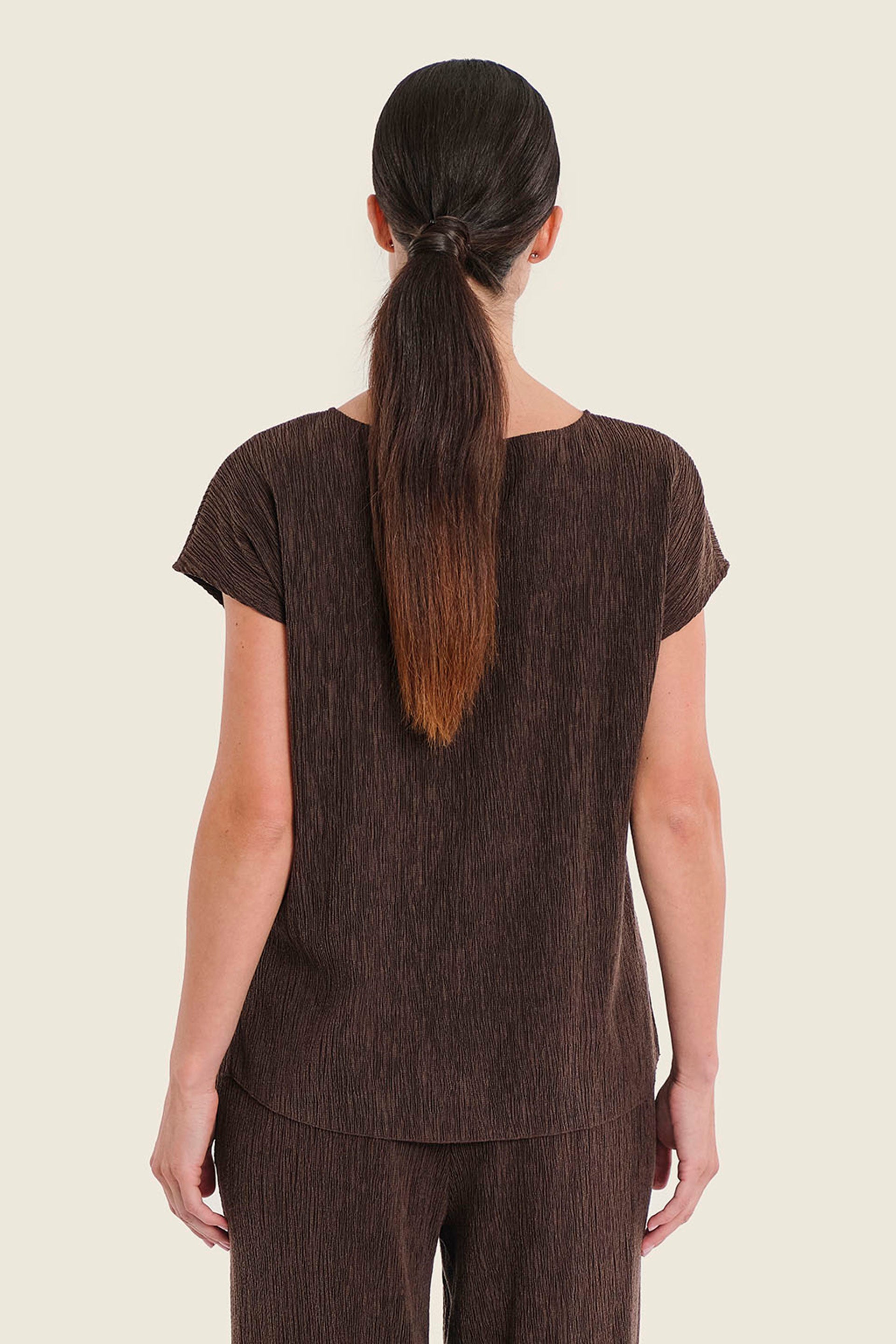 Ärmelloses Shirt aus Lyocellmischung, Pflaumenbraun