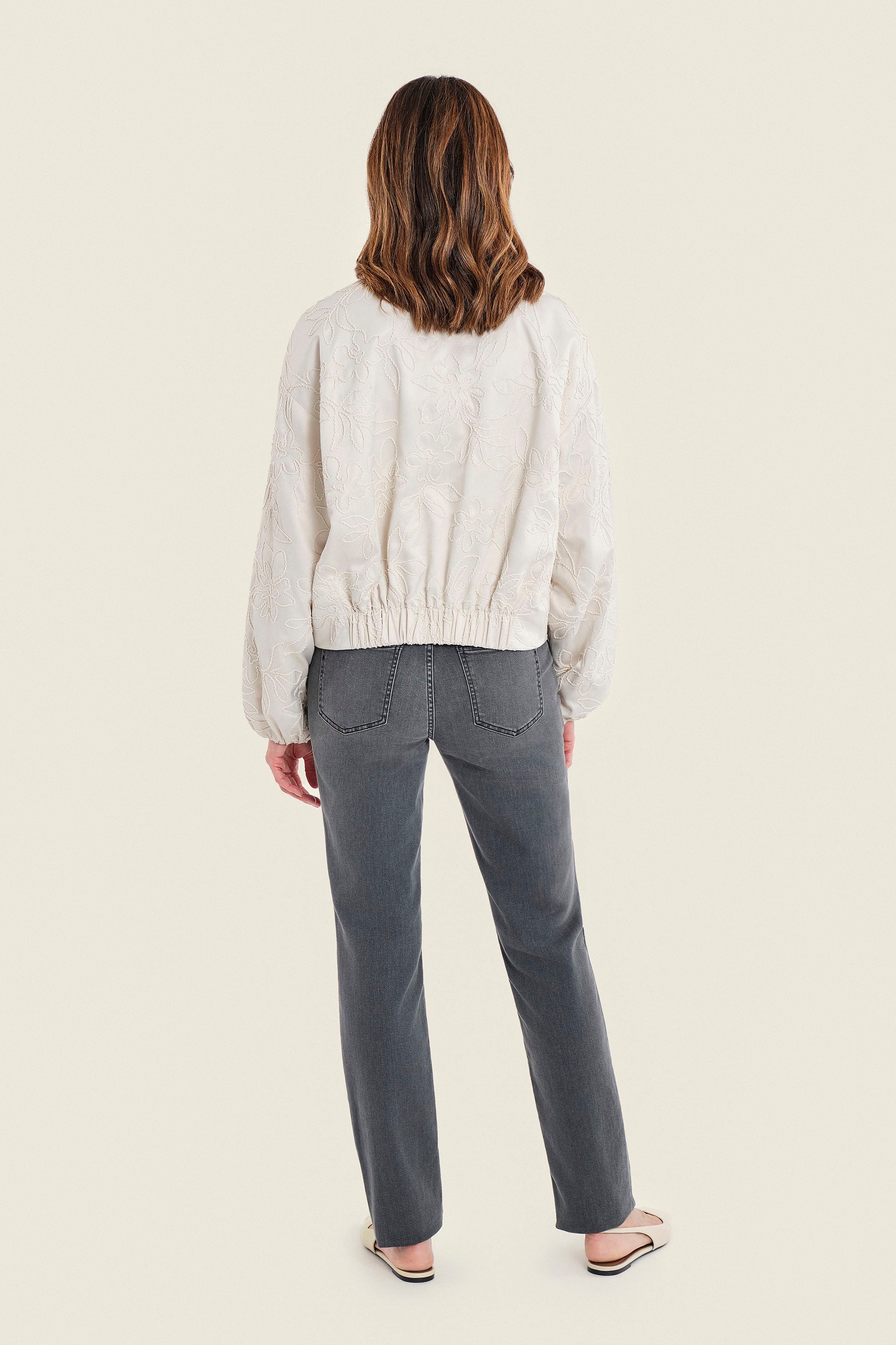 Leichte Jacke mit Blütenstickerei, Silberbirke