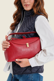 Schultertasche mit Farbverlauf, Rubinrot