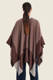 Poncho mit Fischgratmuster, Kaffeebraun