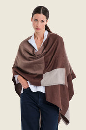 Poncho mit Fischgratmuster, Kaffeebraun