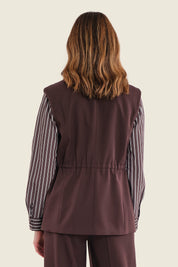 Taillierte Weste mit Raffung an der Taille, Pflaumenbraun