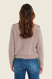 Strickjacke aus reiner Wolle mit Paspeltaschen, Hellgrau