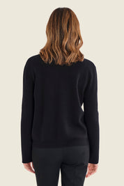 Strickjacke mit Reißverschluss und Kontrastärmeln, Schwarz