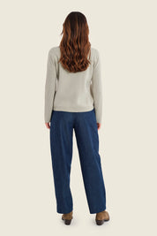 Strickjacke mit Reißverschluss und Kontrastärmeln, Moosgrün
