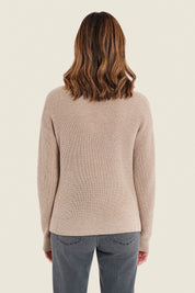 Pullover mit V-Ausschnitt und Rippeinsätzen, Silberbirke