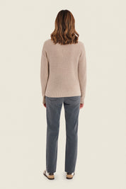 Pullover mit V-Ausschnitt und Rippeinsätzen, Silberbirke