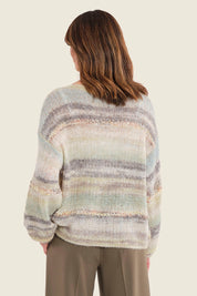 Pullover mit Farbverlauf und Raffärmeln, Moosgrün