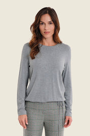 Feinstrickpullover mit Perlen, Perlgrau