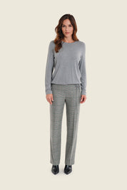 Feinstrickpullover mit Perlen, Perlgrau