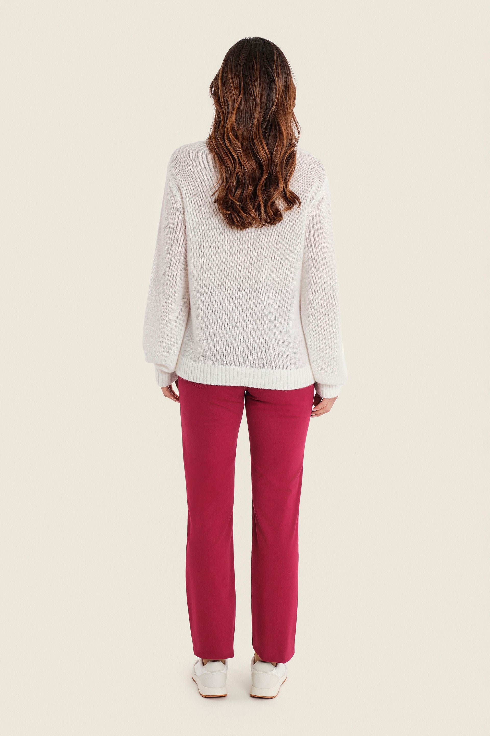 Pullover aus Woll-Alpaka-Mischung mit Stickerei, Wollweiß