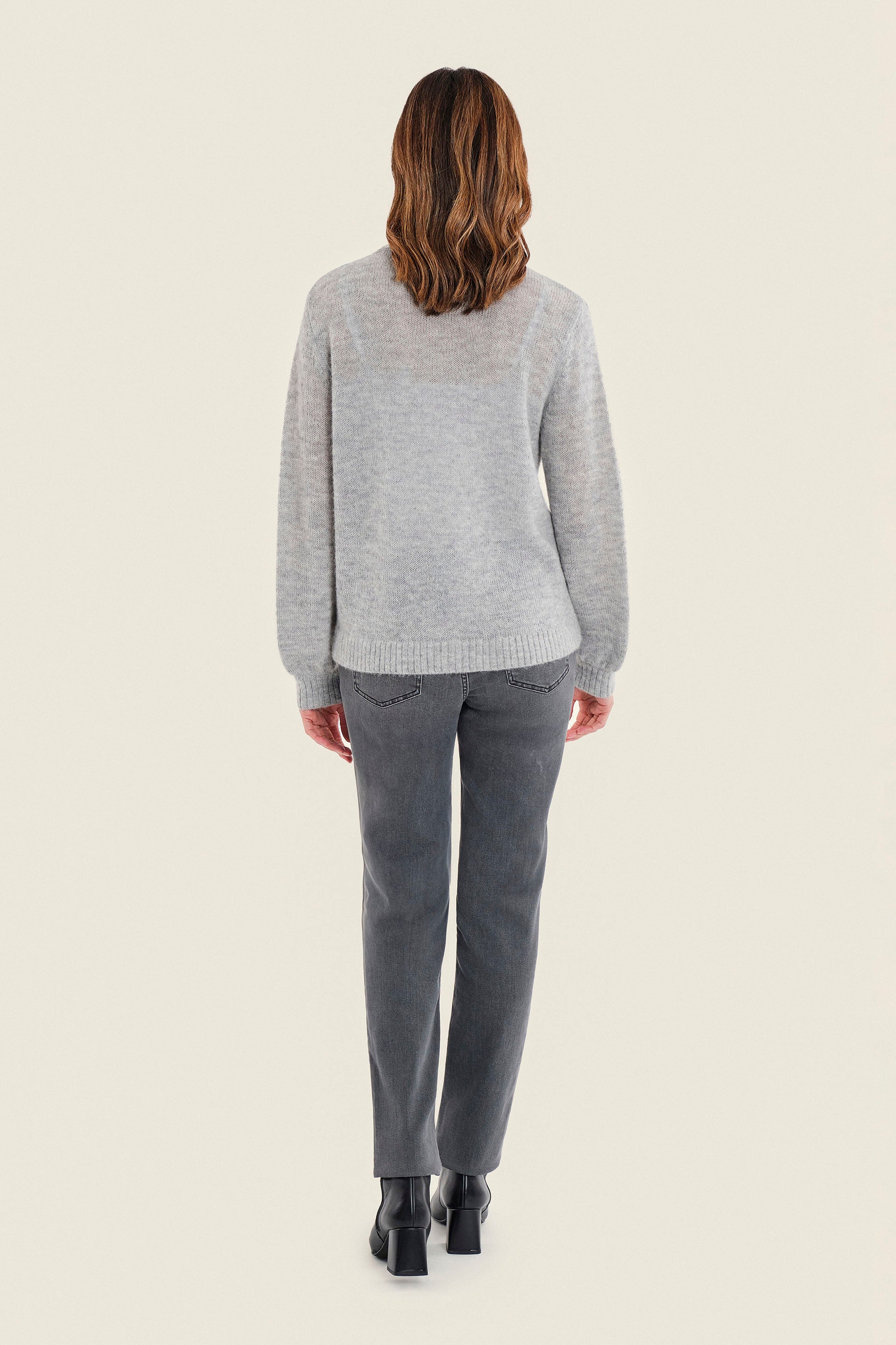 Pullover aus Woll-Alpaka-Mischung mit Stickerei, Perlgrau