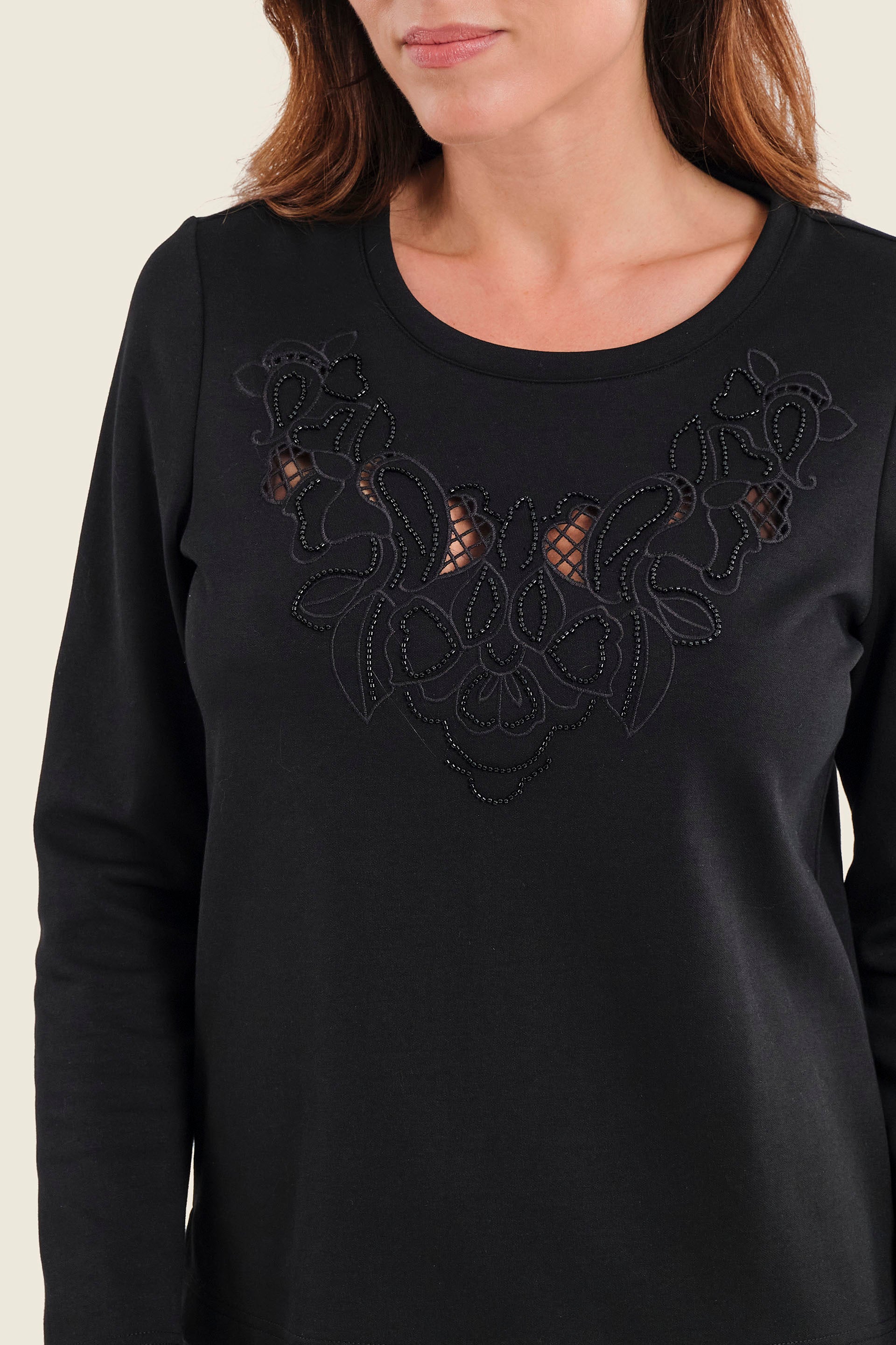 Sweatshirt mit Stickerei, Schwarz