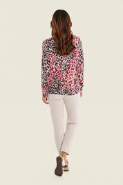 Pullover mit Tiermuster und Kontrastbündchen, Wildmuster Rauch
