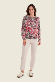 Pullover mit Tiermuster und Kontrastbündchen, Wildmuster Rauch