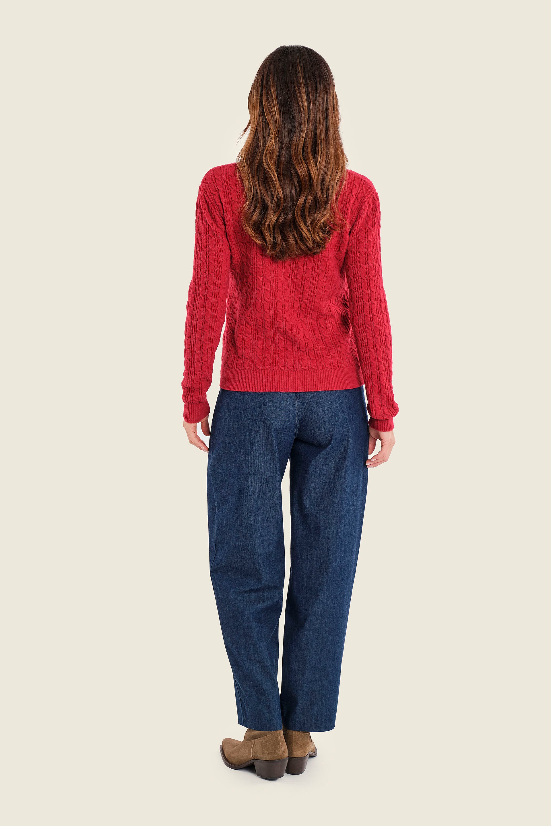 Pullover mit Zopfmuster, Kirschrot