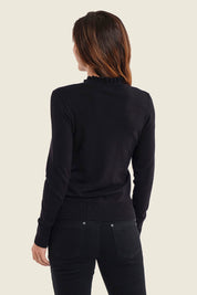 Pullover mit Stehkragen und Kontrastblenden, Schwarz