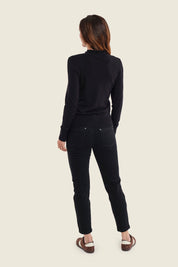 Pullover mit Stehkragen und Kontrastblenden, Schwarz