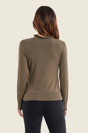 Pullover mit Stehkragen und Kontrastblenden, Meeresgrün