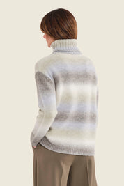 Pullover mit Farbverlauf und Stehkragen, Moosgrün