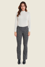 Ausgestellte Hose mit Bügelfalte, Schwarz-Weiß Jacquard