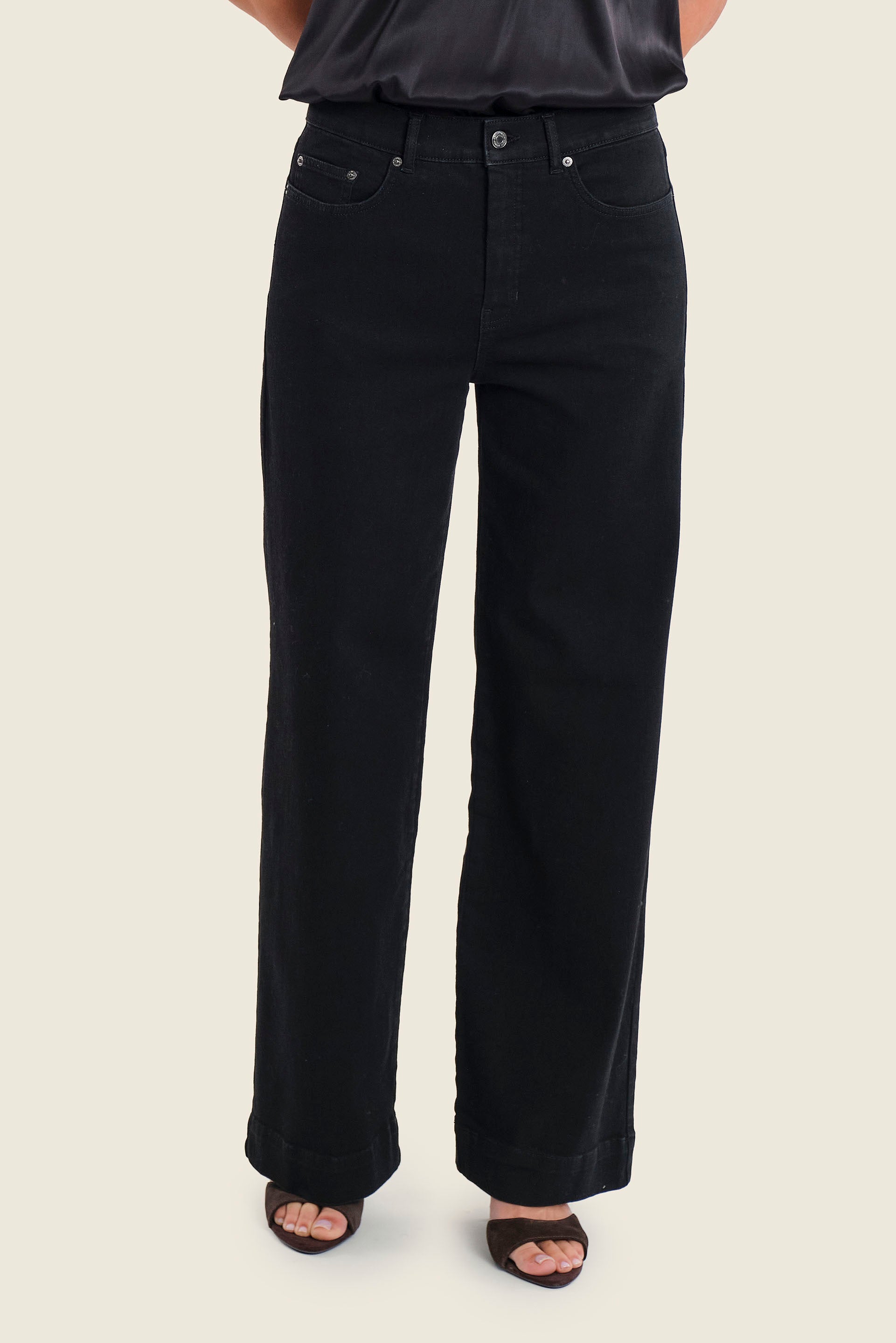 Weite Jeans mit Stretchanteil, Denim Schwarz