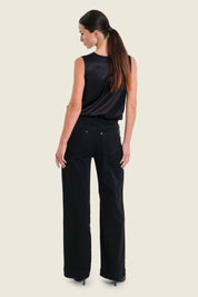 Weite Jeans mit Stretchanteil, Denim Schwarz