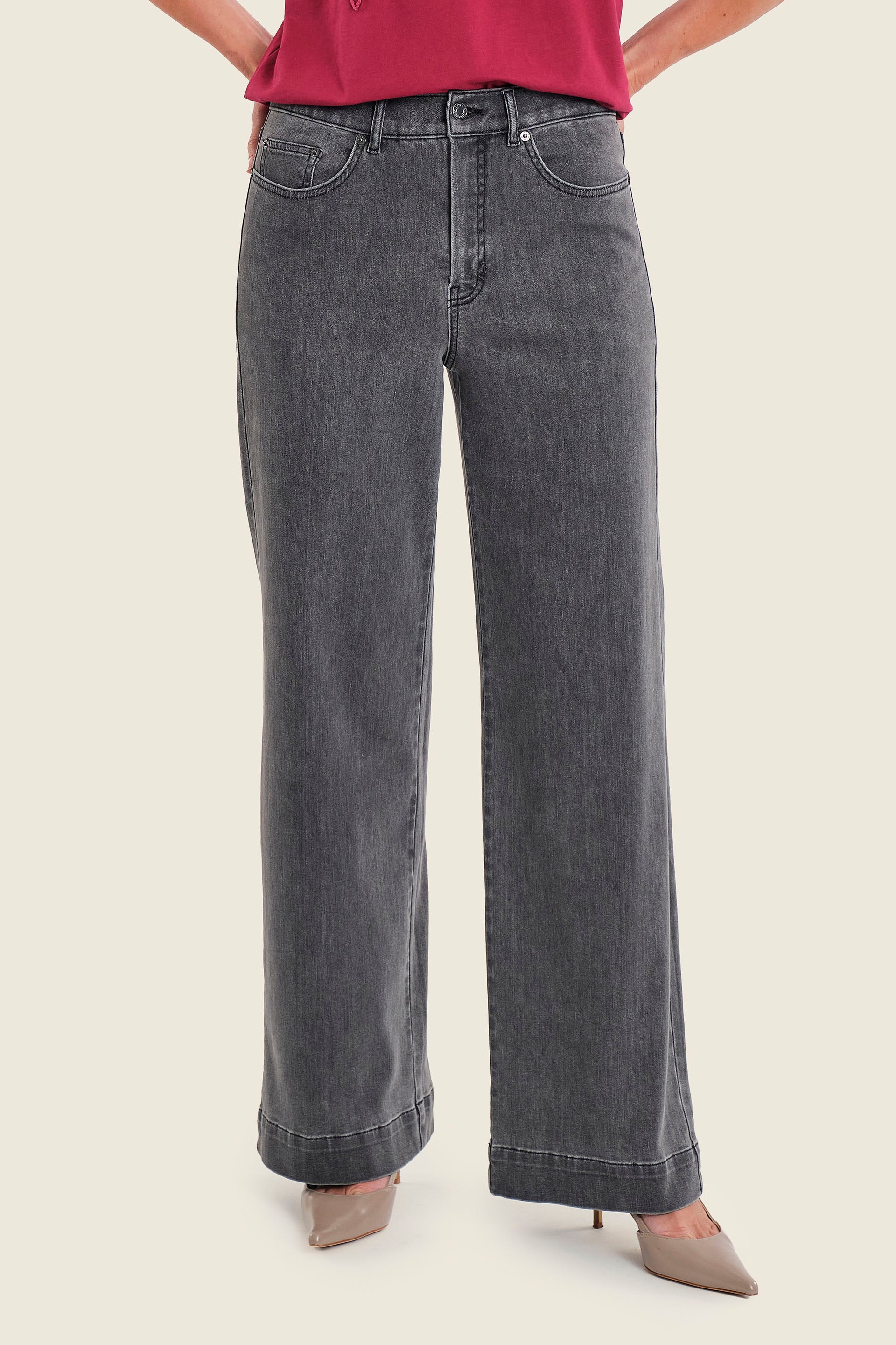 Weite Jeans mit Stretchanteil, Denim Grau